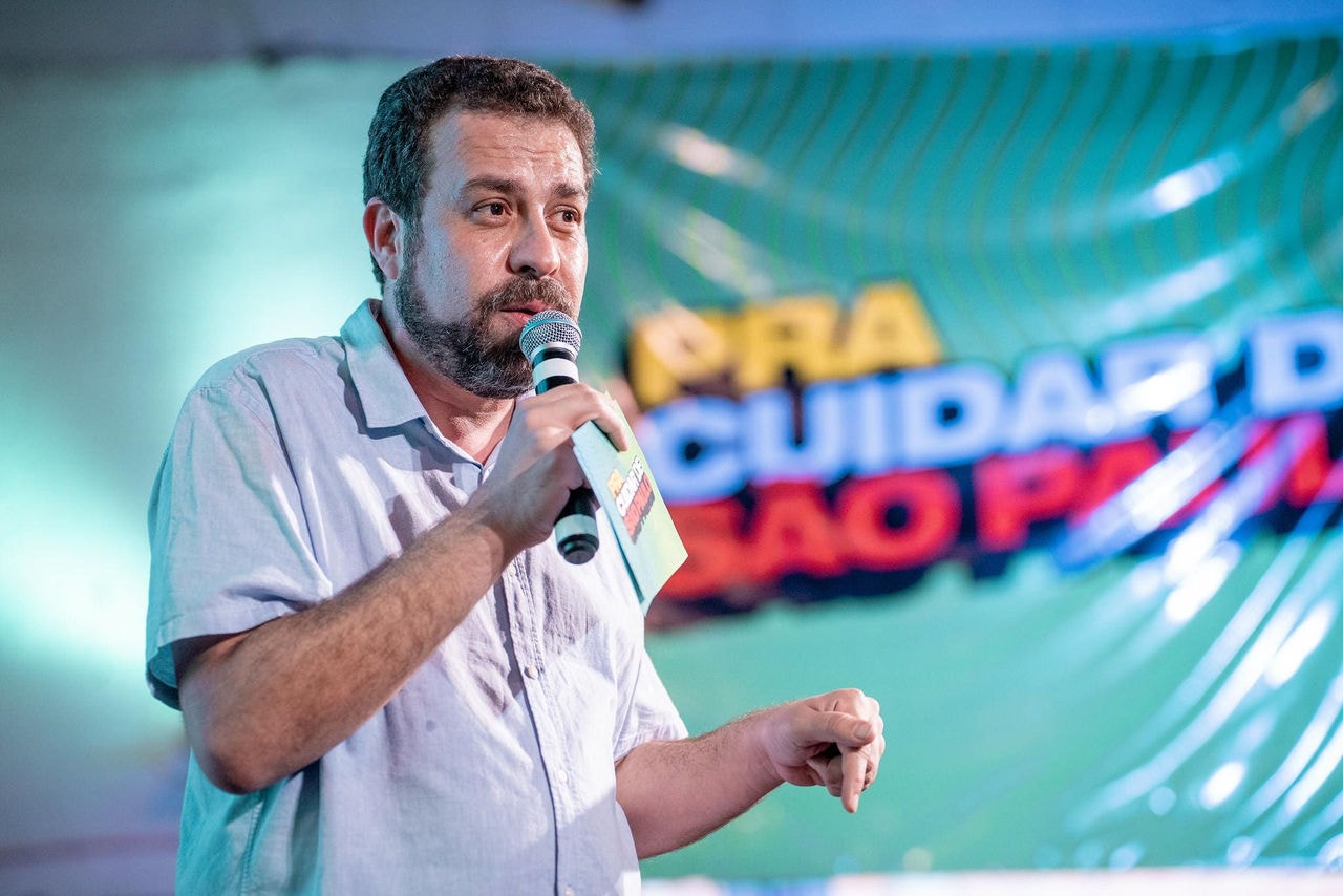 O pré-candidato à Prefeitura de São Paulo, deputado federal Guilherme Boulos, durante evento do PSOL