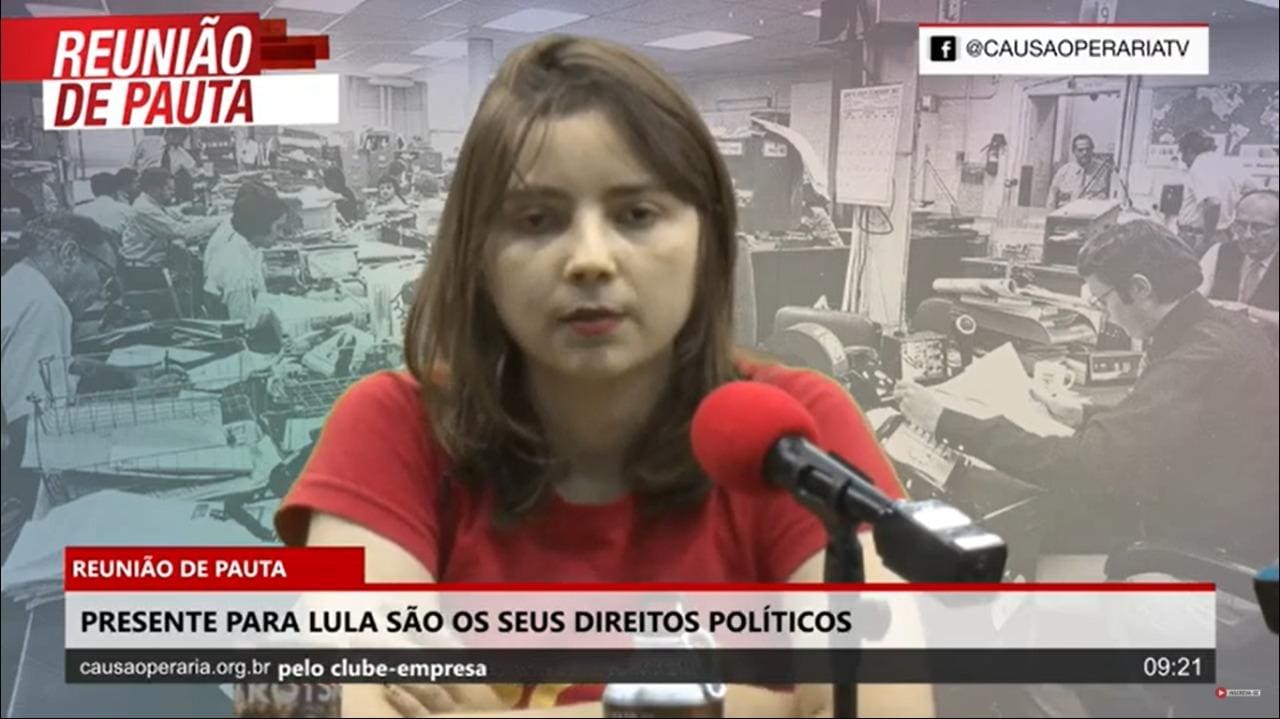 Marília Domingues (PCO) pede retomada dos direitos políticos de Lula.