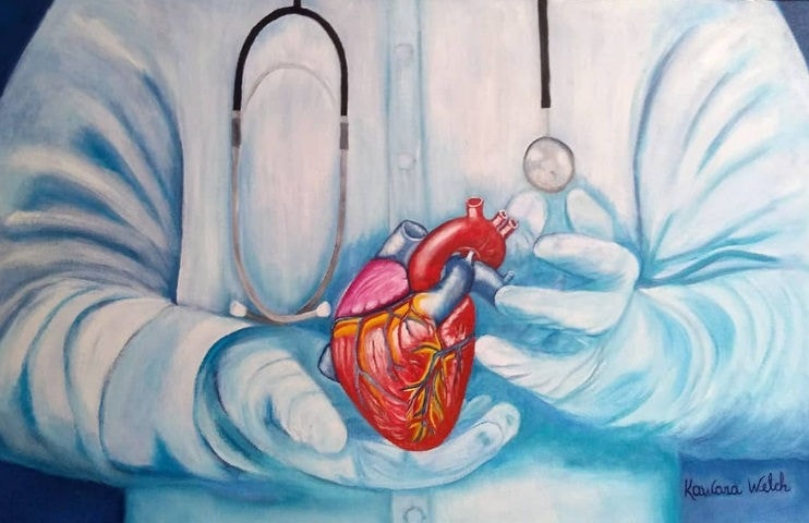 Em 2020, Kwara publicou uma pintura de um médico segurando um coração