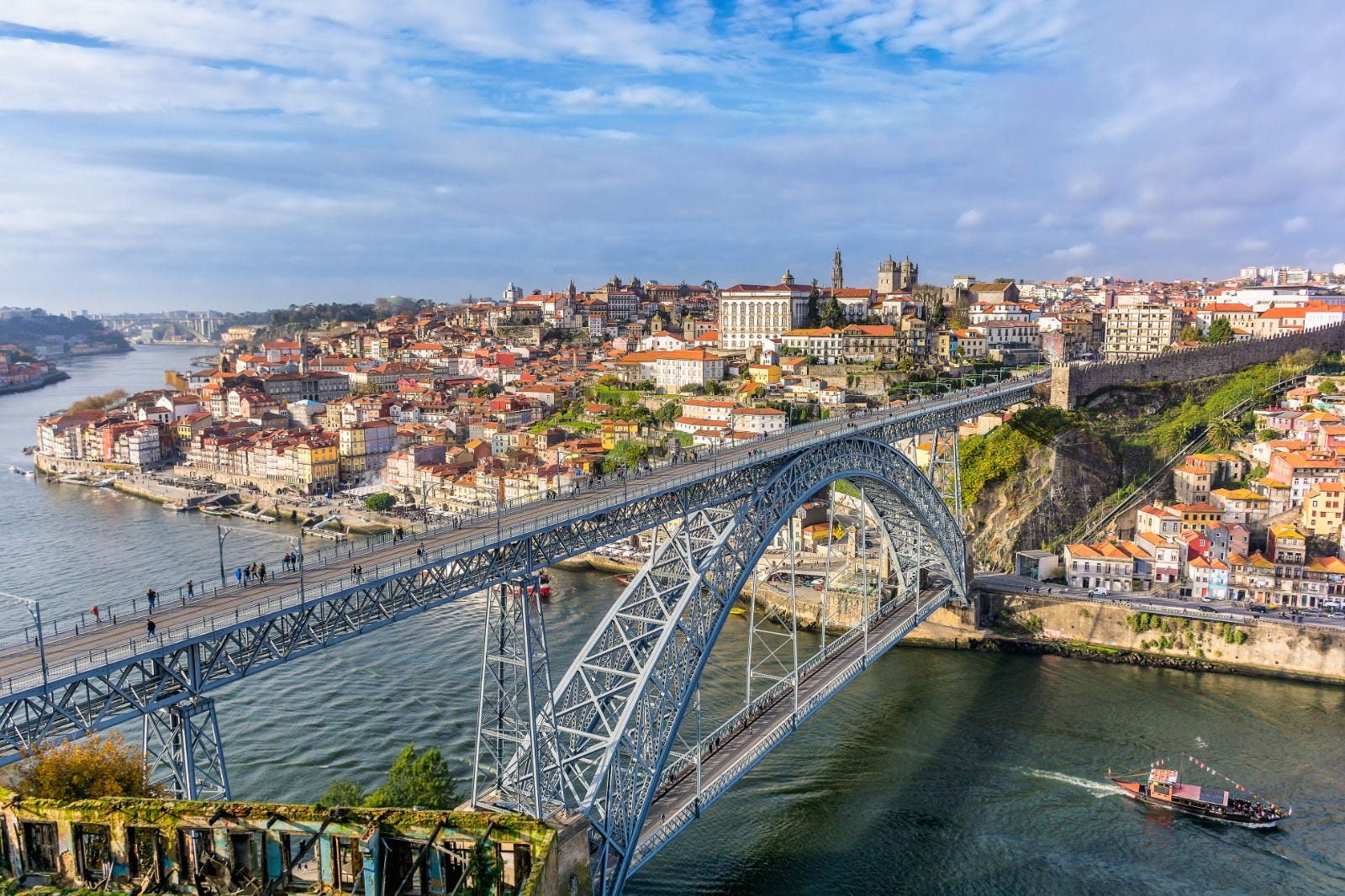 Vista panorâmica do Porto, com a ponte Dom Luís I