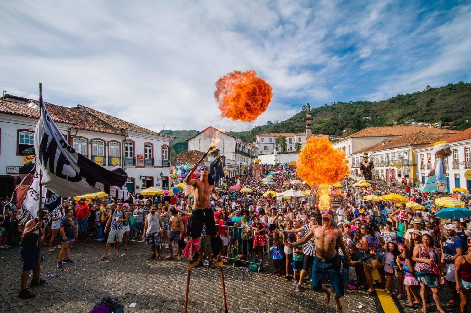Carnaval na praça Tiradentes, em Ouro Preto