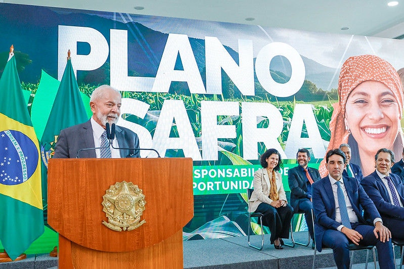 O presidente da República, Luiz Inácio Lula da Silva, durante o lançamento do Plano Safra 2024/2025 nesta quarta-feira (3)
