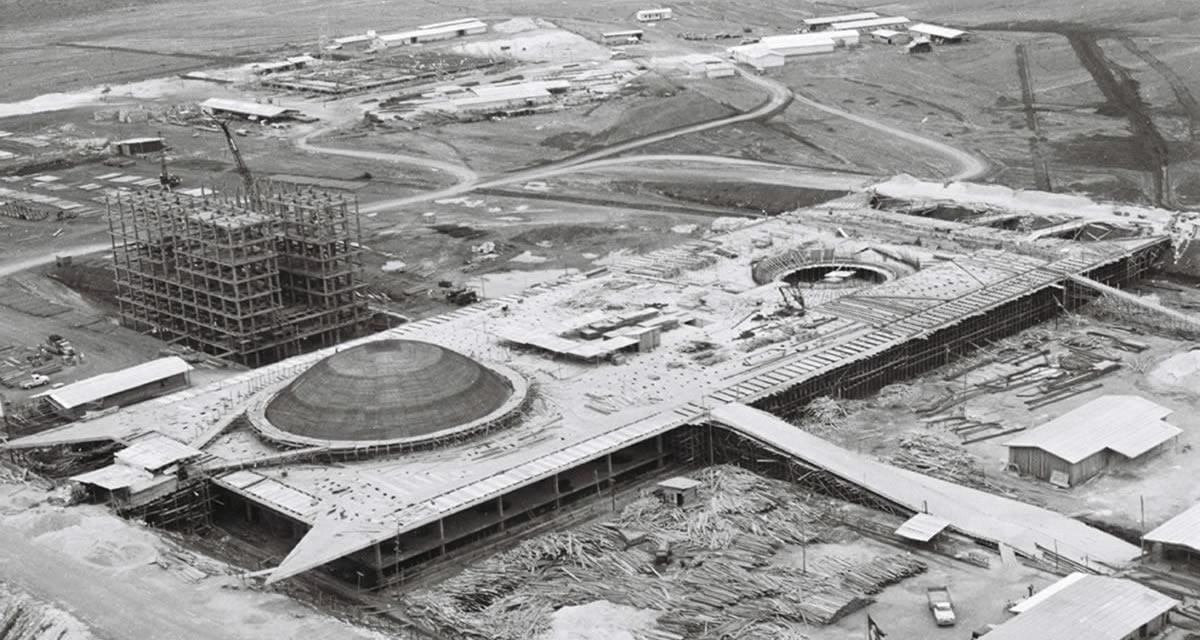 Vista aérea da obra do Palácio do Congresso Nacional