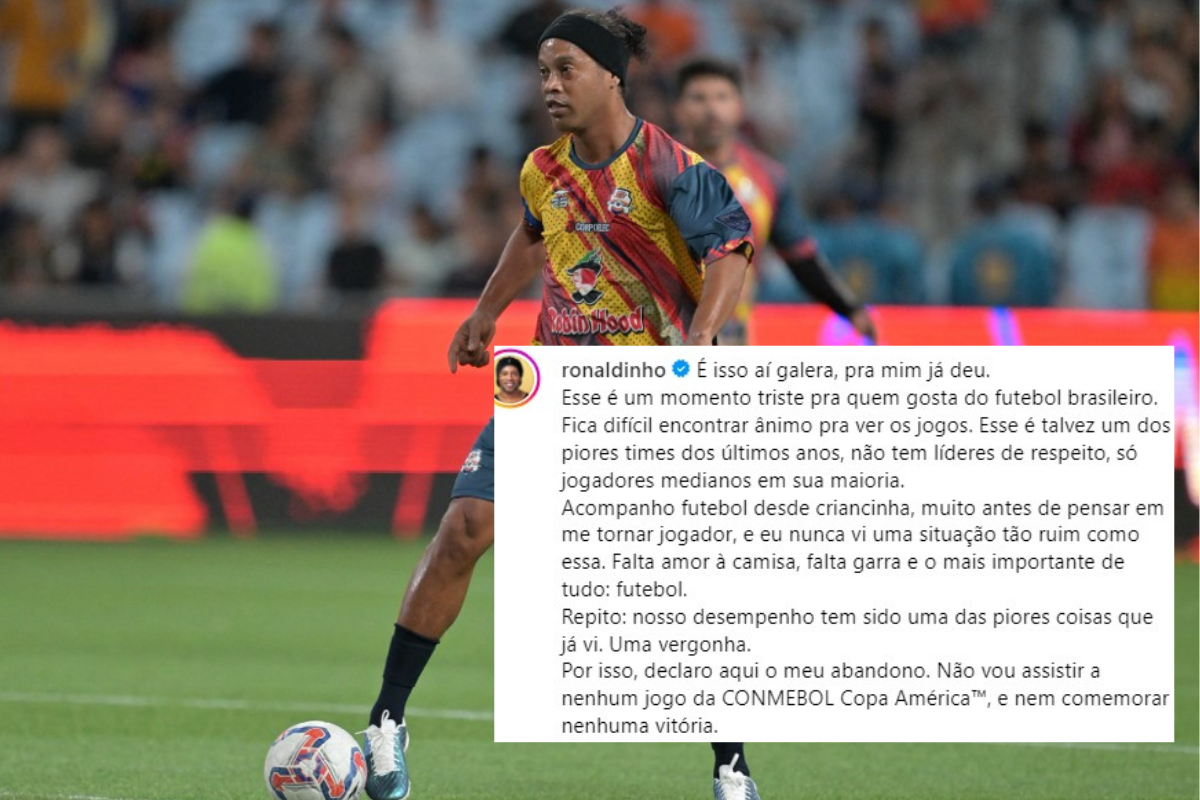 Ronaldinho Gaúcho não poupou críticas ao atual momento da seleção brasileira: "falta tudo"