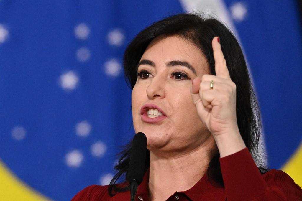 Simone Tebet discursa em sua posse: senadora foi crucial para a vitória de Luiz Inácio Lula da Silva na corrida presidencial