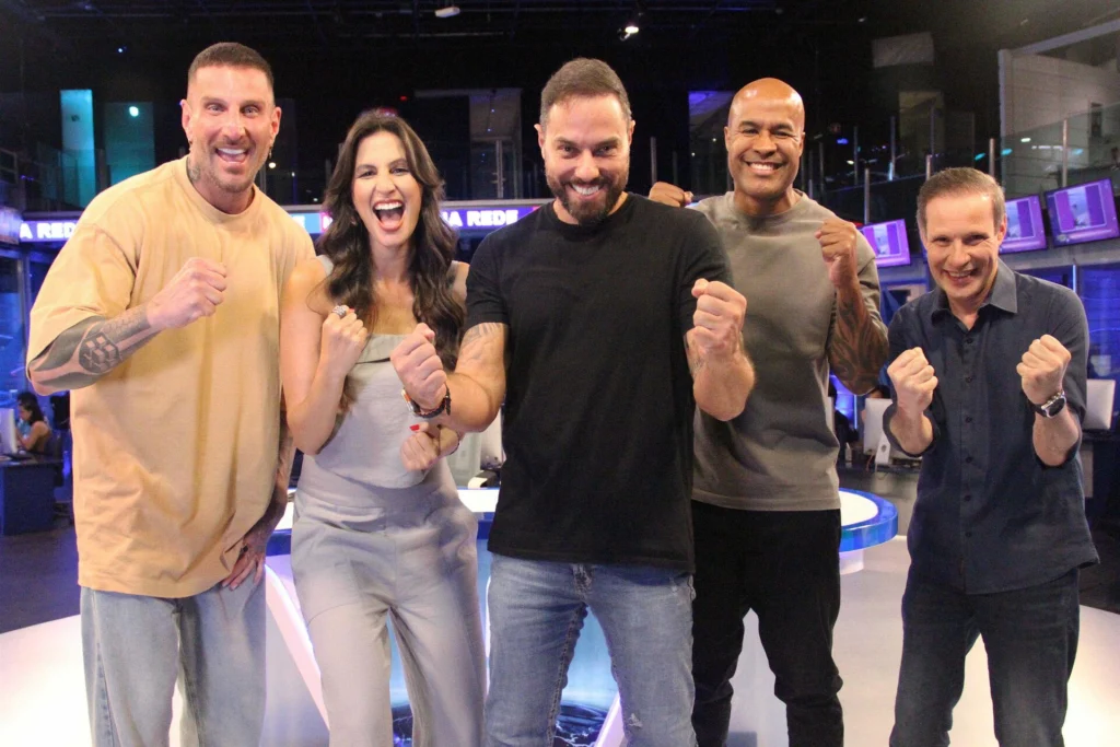 Guilherme Pallesi, Iara Oliveira, Marcio Spimpolo, Marcos Assunção e Fernando Fontana, do Bola na Rede