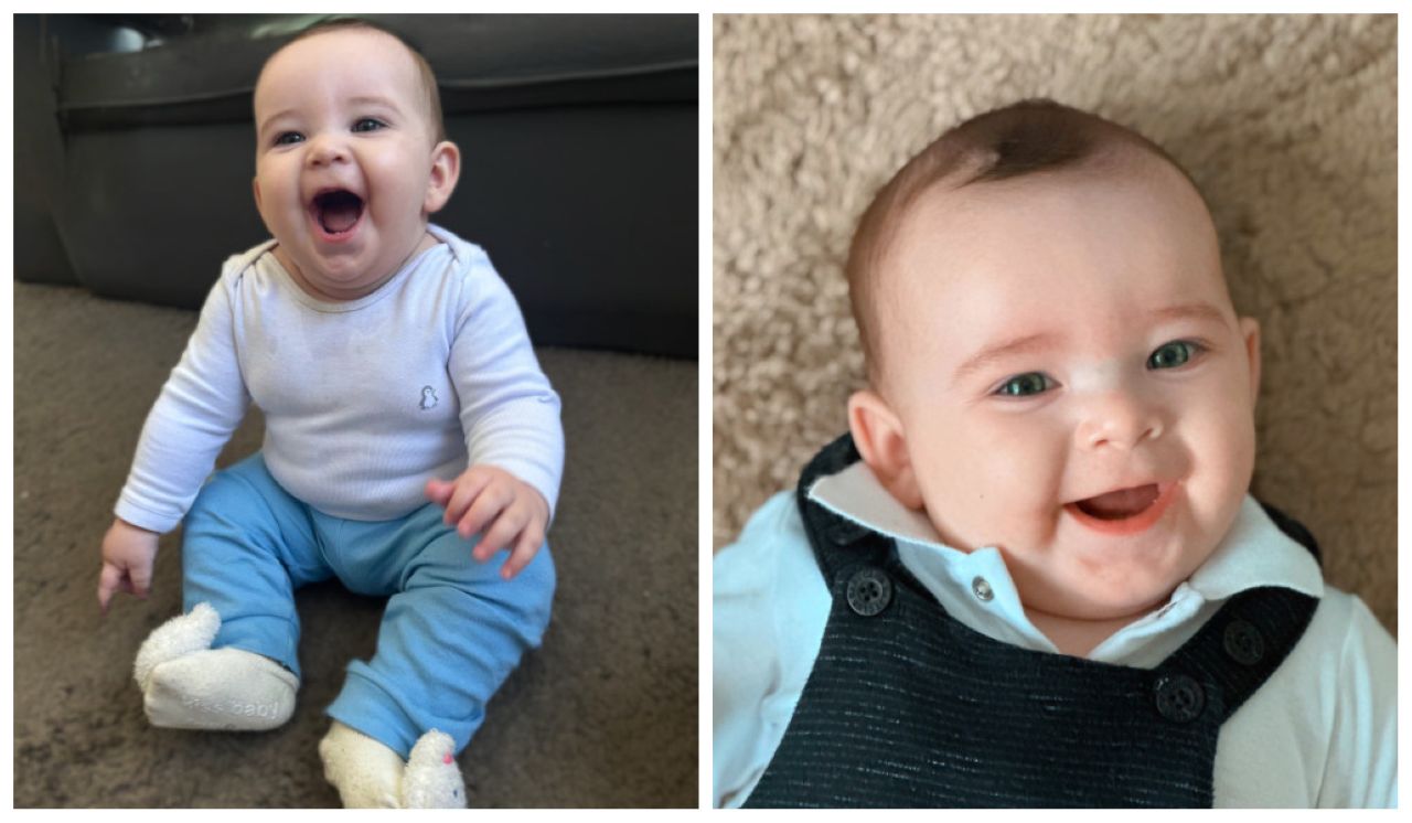 O pequeno sorridente e carismático Logan Bonane, de apenas sete meses: 75 centímetros e 13 quilos que viralizaram