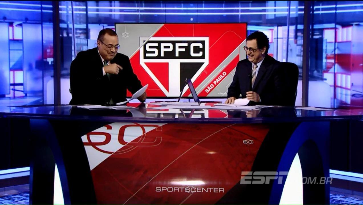 Paulo Soares (à esq.) e Antero Greco (à dir.) dividiram a bancada do Sportscenter, da ESPN, por vários anos