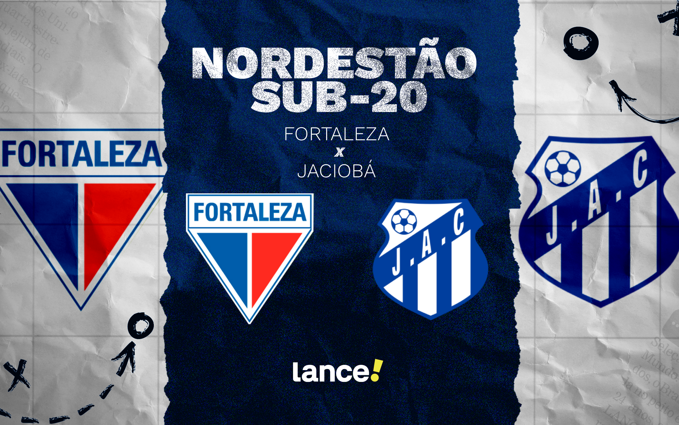 Fortaleza e Jaciobá se enfrentam pela Copa do Nordeste sub-20 (Arte: Lance!)
