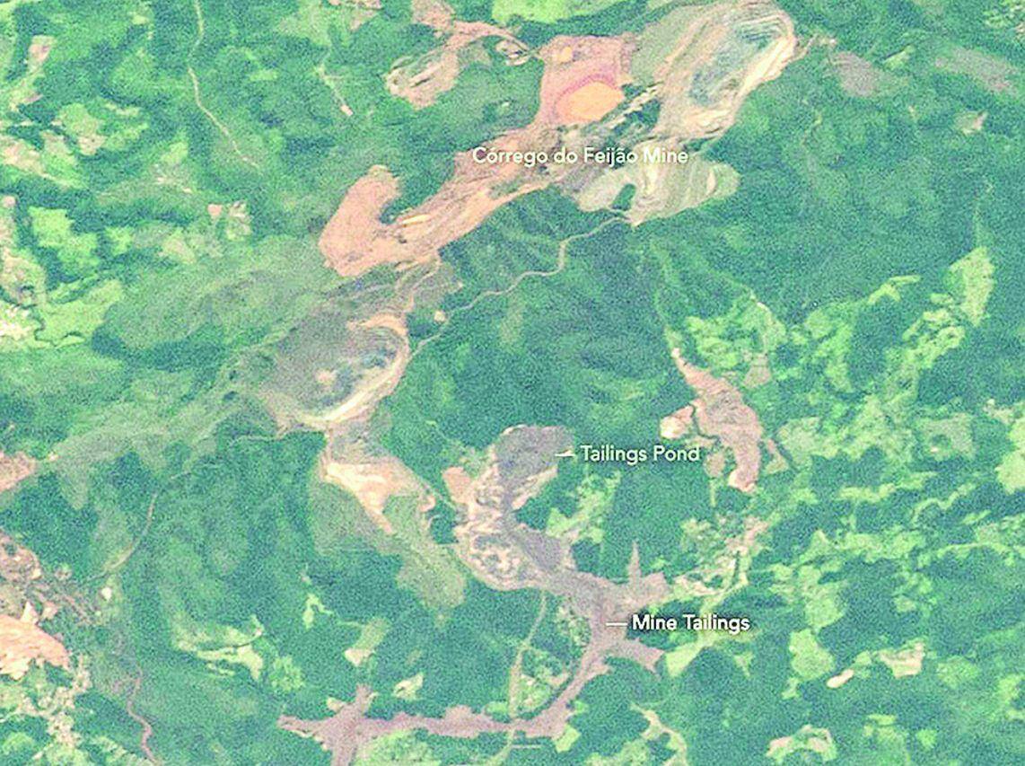 Nasa Imagem de Brumadinho feita por astronautas da Estação Espacial Internacional após tragédia