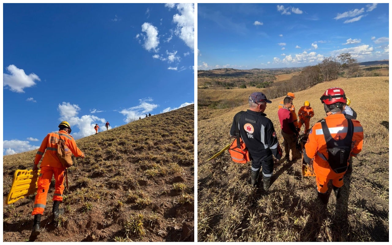 Bombeiros e voluntários auxiliaram no resgate