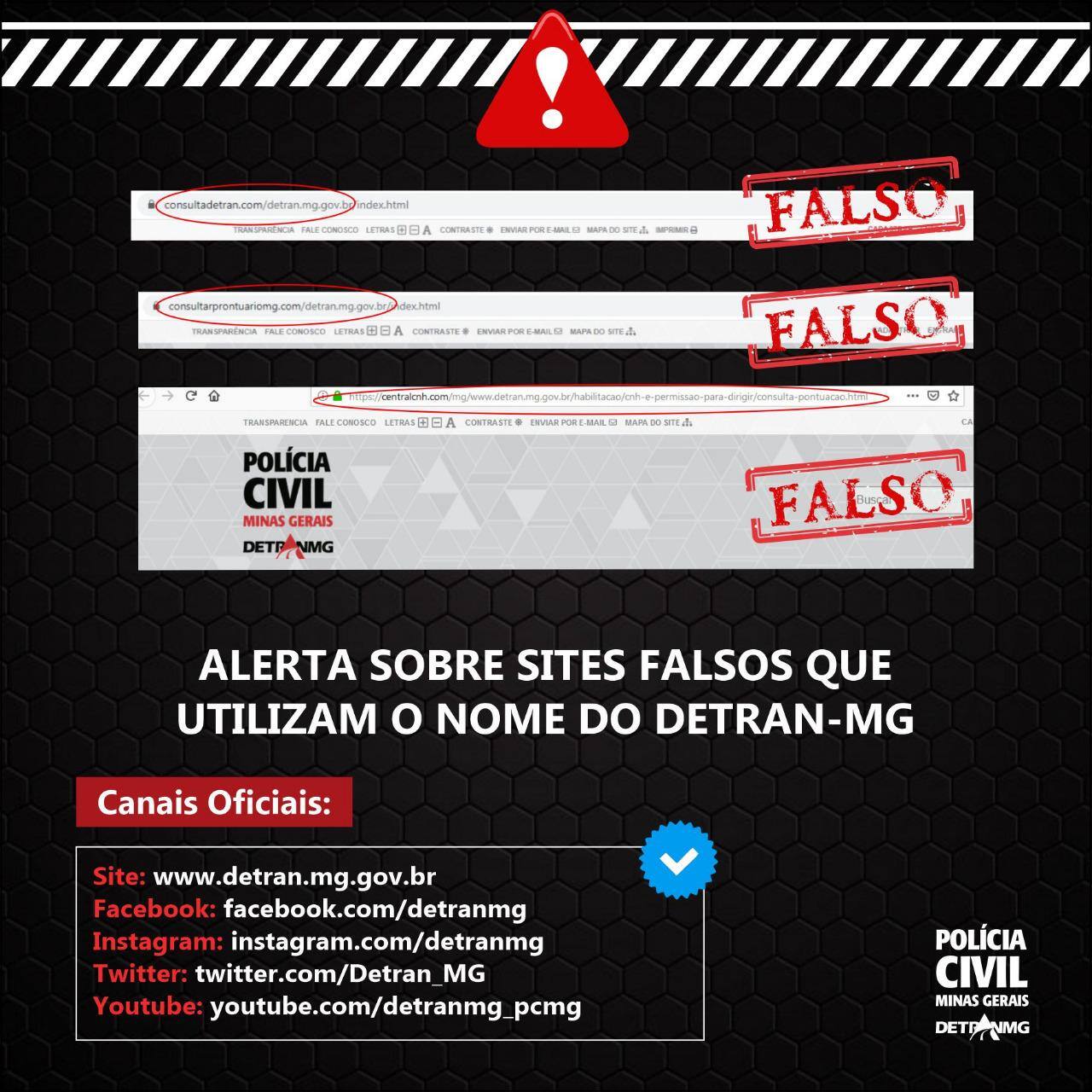 Site falso do Detran-MG