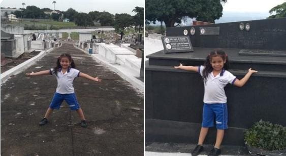 Menina realiza 'sonho' de conhecer cemitério, e fotos viralizam no Twitter
