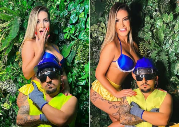 Andressa Urach e o anão Pistolinha