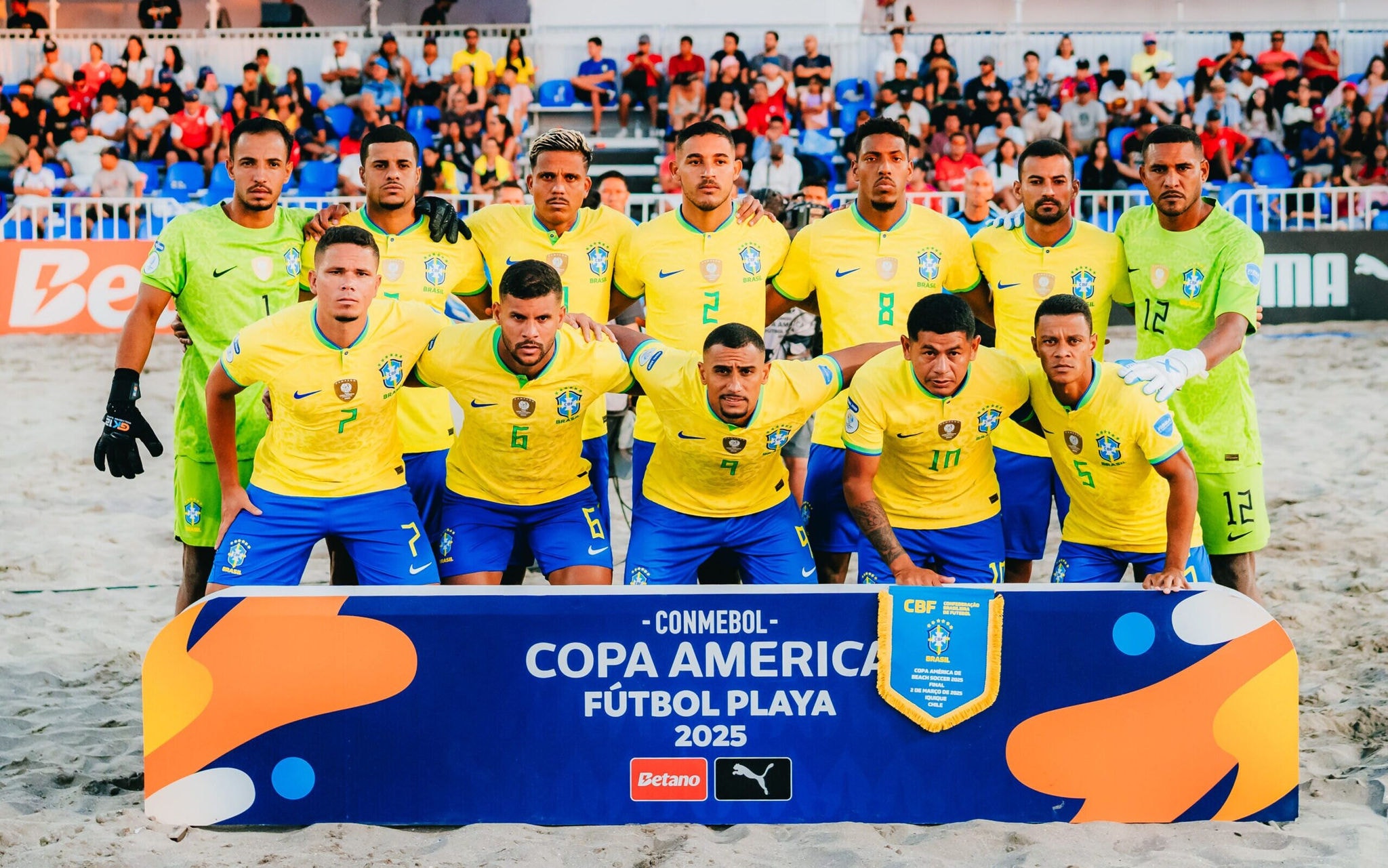 O Brasil venceu o Paraguai e se tornou campeão da Copa América de Futebol de Areia (Foto: Conmebol)