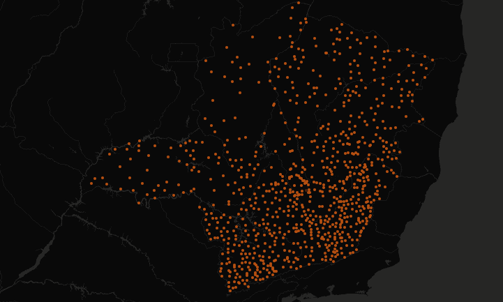 Mapa mostra casos de coronavírus em Minas Gerais
