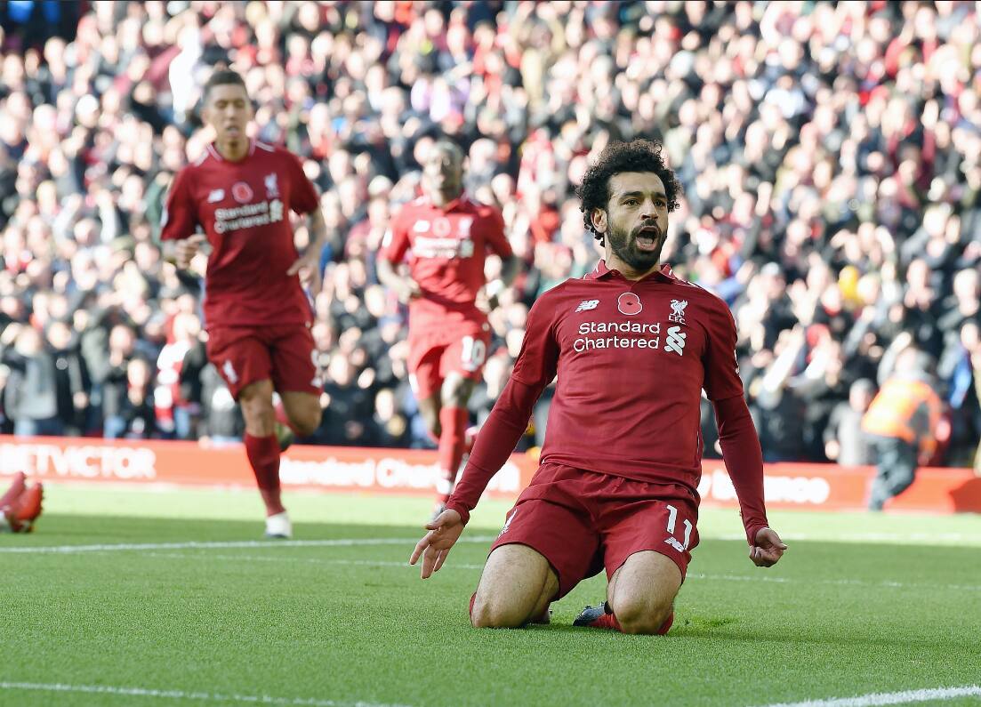 Salah marcou um dos dois gols que garantiram a vitória do Liverpool