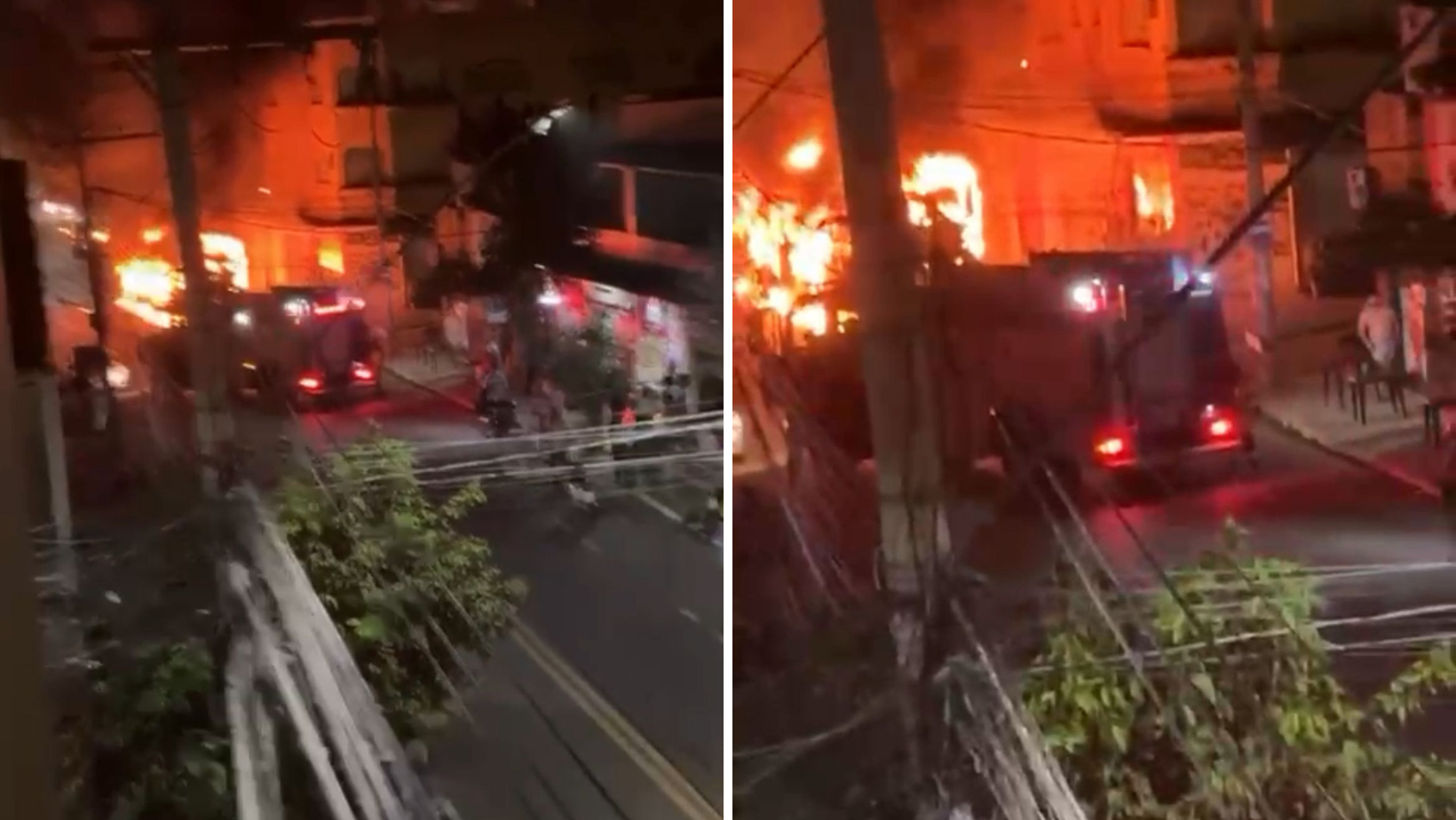 O veículo foi totalmente tomado pelas chamas
