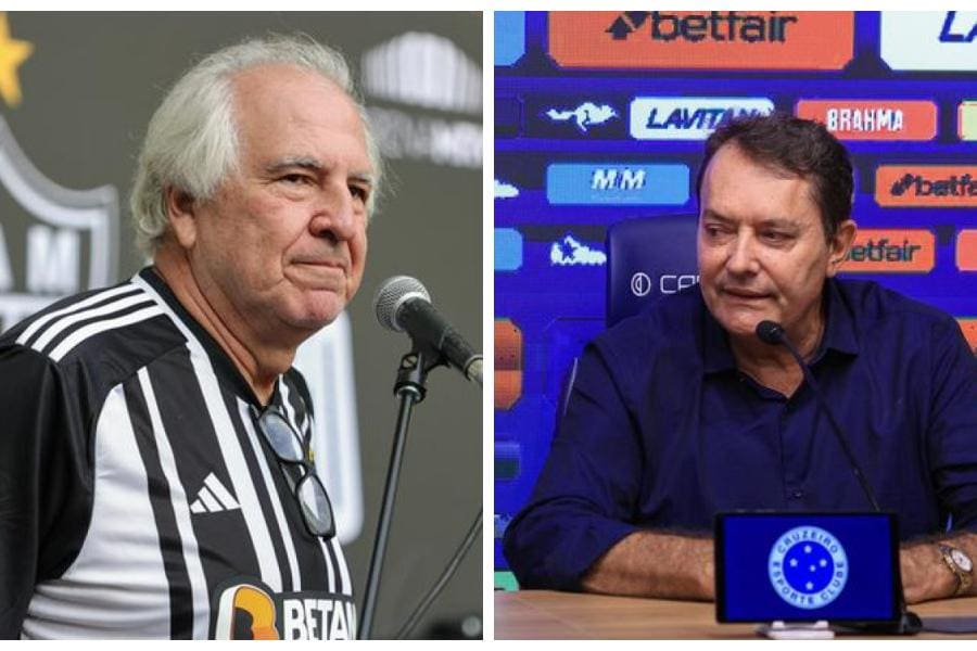 Rubens Menin, do Atlético, e Pedro Lourenço, do Cruzeiro, discutem clássico com torcida dividida