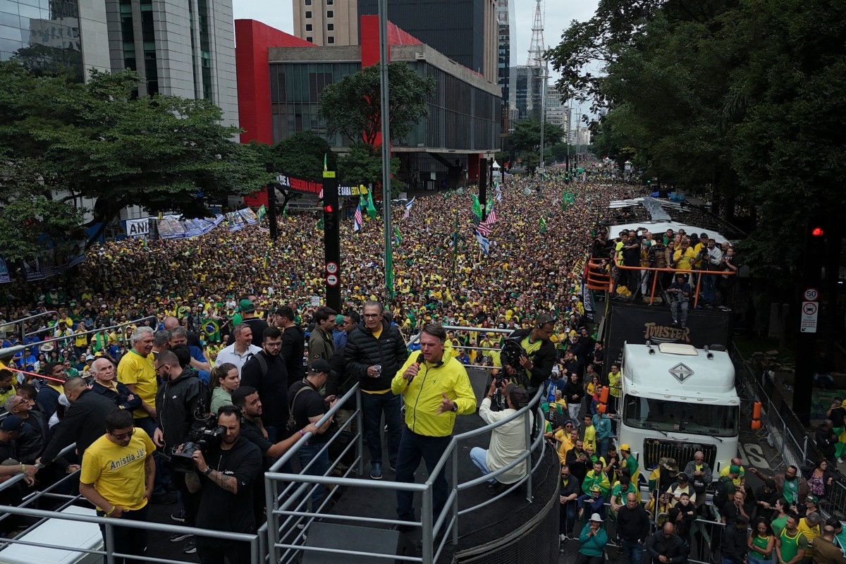 Ex-presidente Jair Bolsonaro convoca mais um ato para a Avenida Paulista, em São Paulo, no próximo dia 29; último evento na capital paulista foi dia 6 de abril (Foto Miguel Schincariol/ AFP)