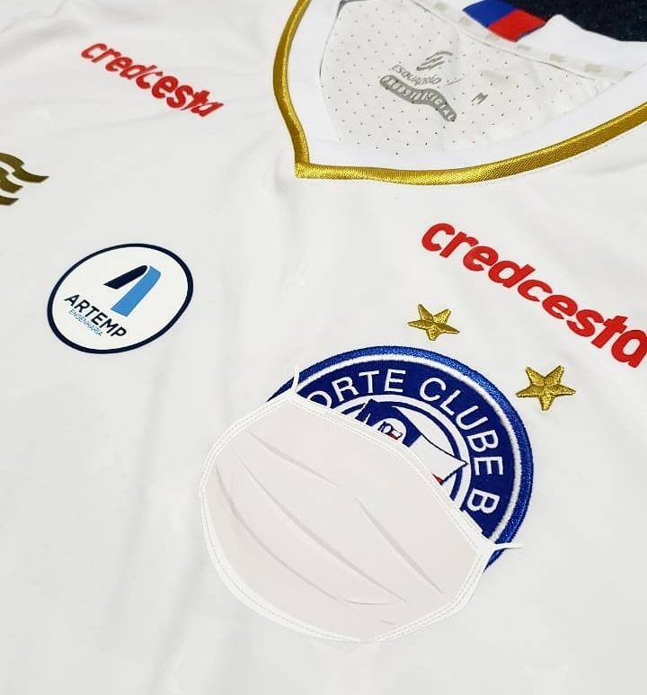 Metade do escudo do Bahia será coberto por uma máscara na quarta, dia 22