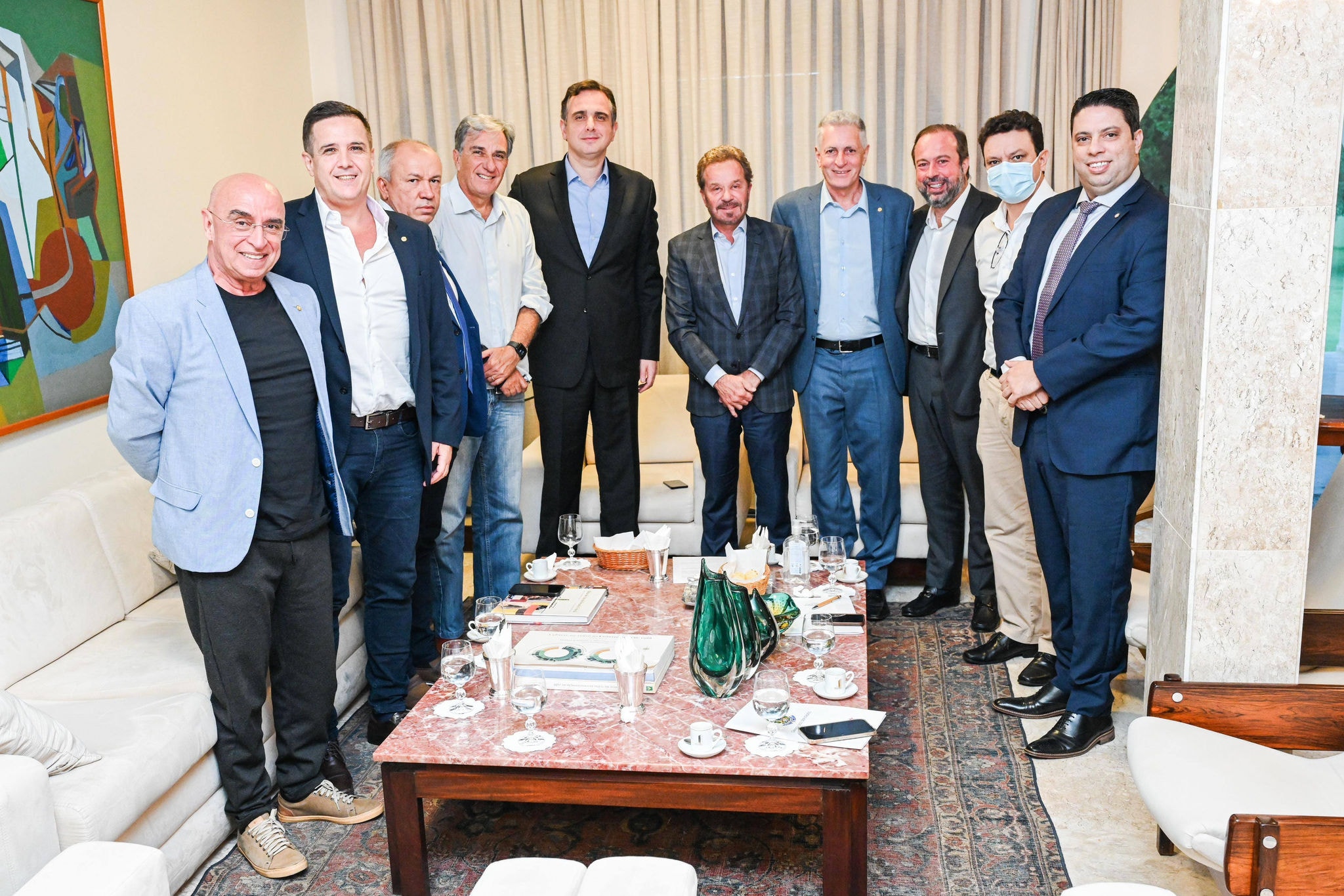 O presidente do Senado, Rodrigo Pacheco, após a reunião com deputados mineiros