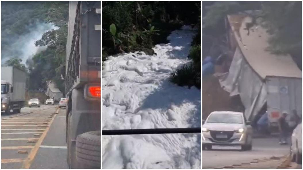 Caminhão se envolve em acidente e carga tóxica derrama e polui rio em Joinville (SC)