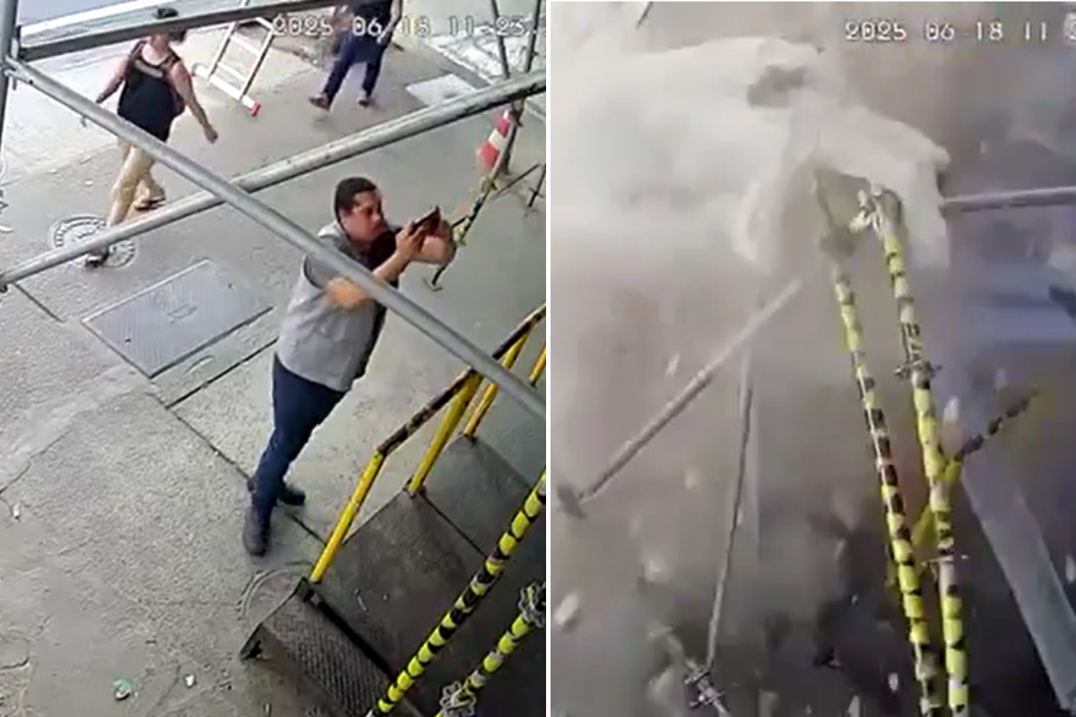Trabalhador escapou pouco antes de estrutura ceder