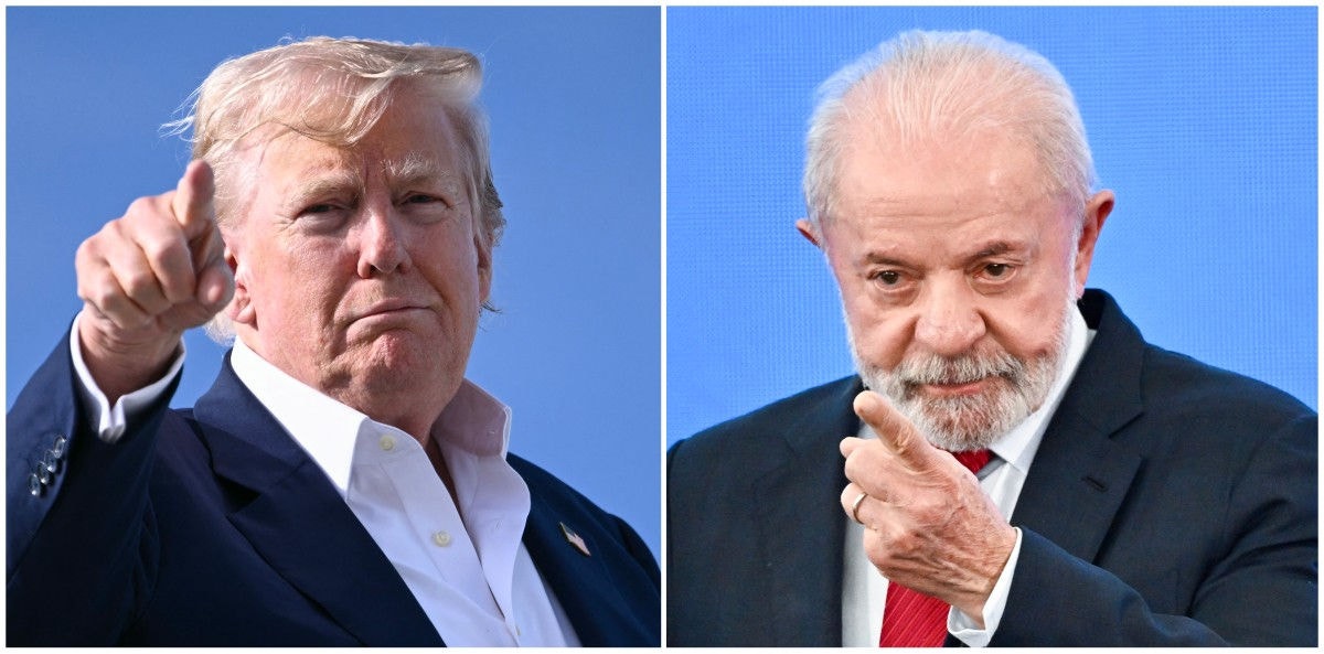Os presidentes Donald Trump e Lula (fotos Evaristo Sá e Brendan Smialowski/AFP)