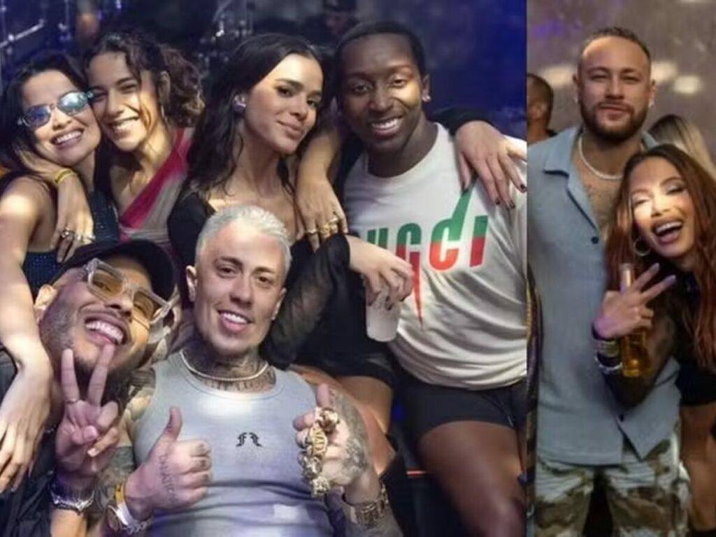 Neymar ignora Bruna Marquezine e gruda em Jade Picon em aniversário de Anitta