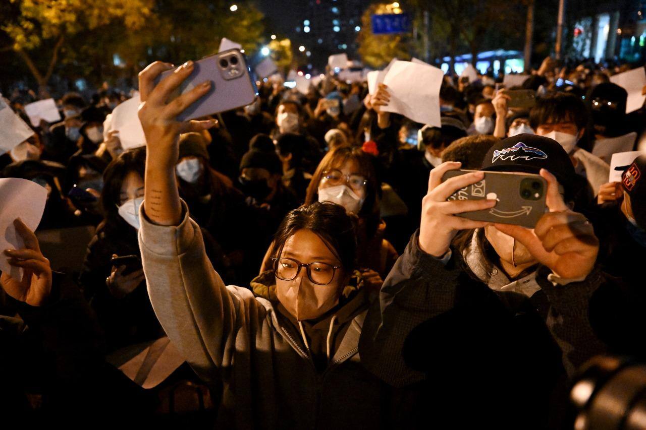 Protesto em Pequim contra medidas sanitárias