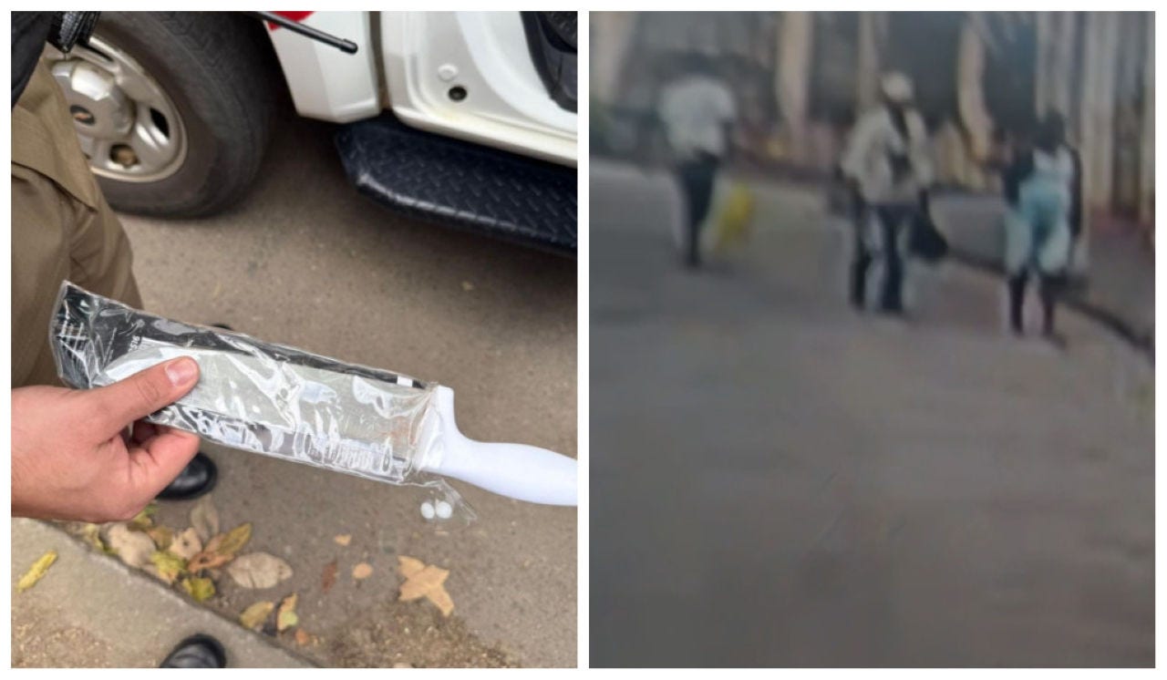 A faca utilizada pelo suspeito no crime; homem matou a esposa e saiu caminhando friamente