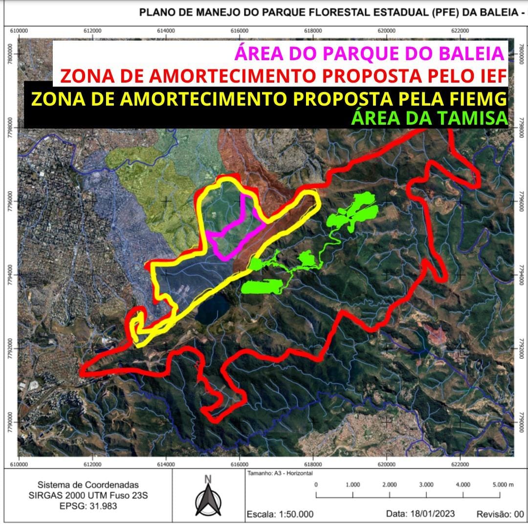Mapa zona de amortecimento parque da baleia serra do curral