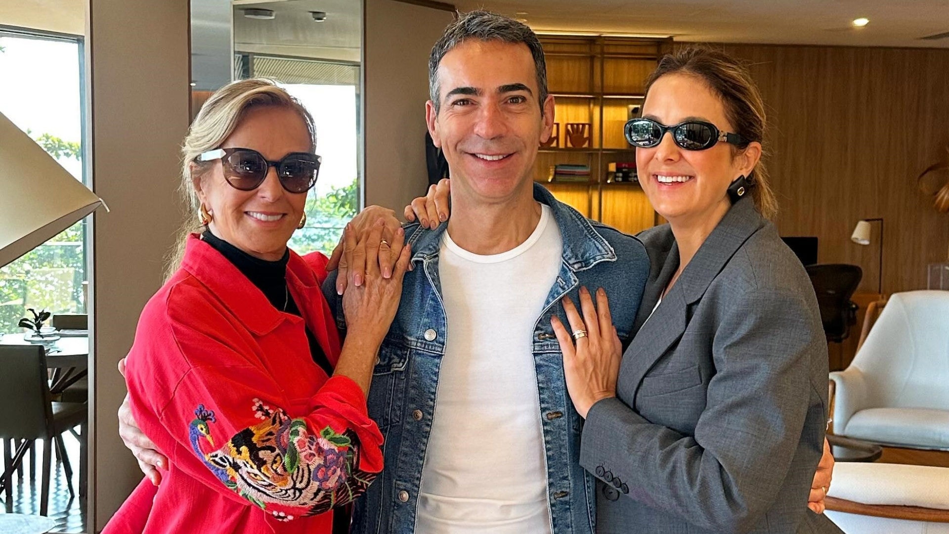 Helô Pinheiro, César Tralli e Ticiane Pinheiro