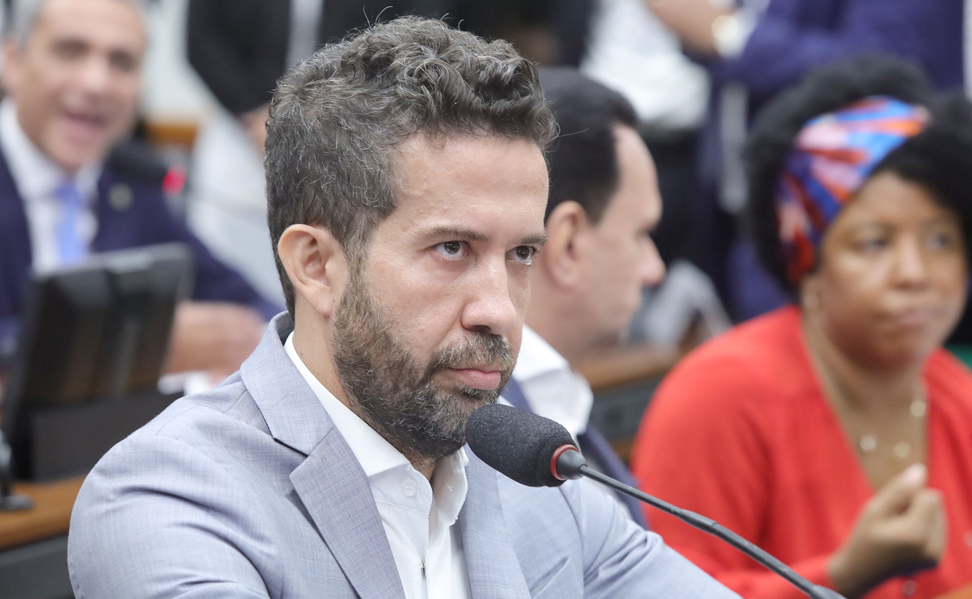 O deputado federal André Janones (Avante-MG) durante sessão do Conselho de Ética da Câmara dos Deputados . 