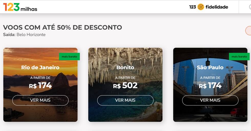 123 Milhas ainda vende passagens com desconto em seu site