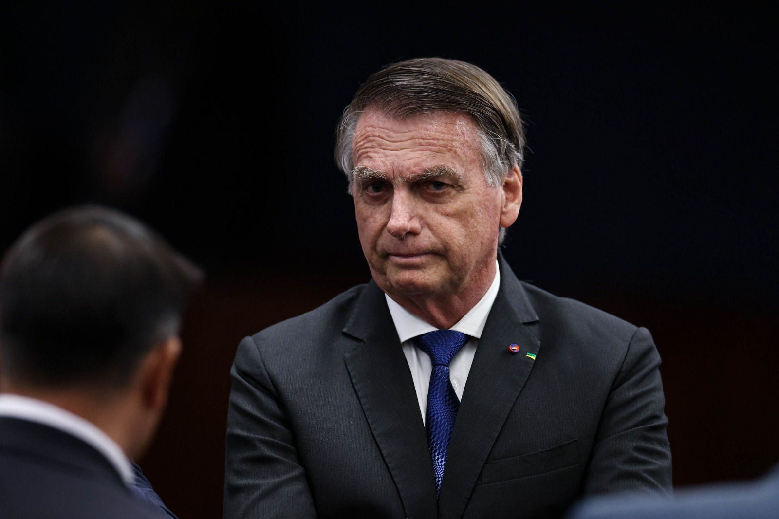 O ex-presidente Jair Bolsonaro na sala da Primeira Turma do STF, pouco antes do início dos interrogatórios conduzidos por Alexandre de Moraes
