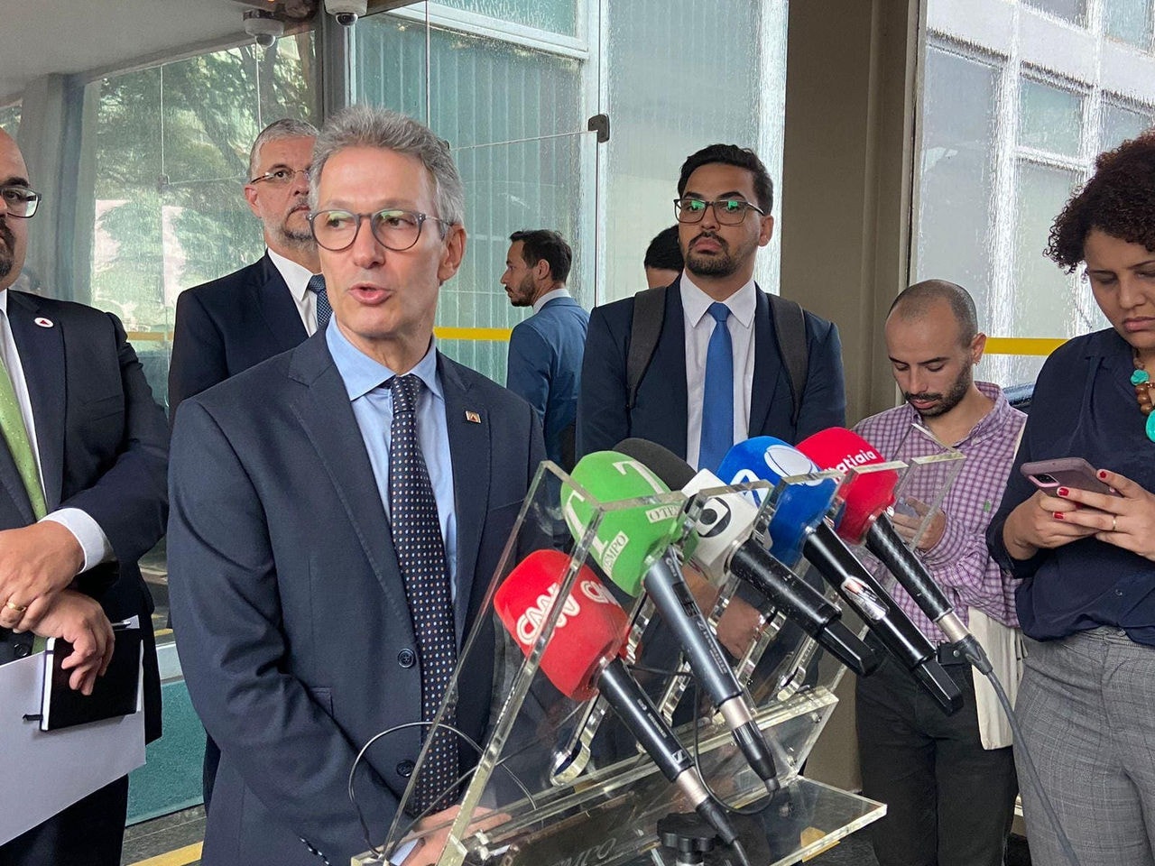 Governador de Minas Gerais, Romeu Zema (Novo), em coletiva de imprensa na Ministério da Fazenda