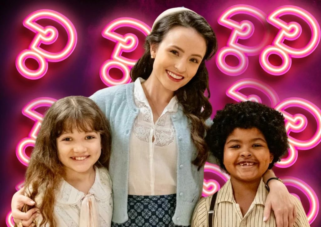 Anabela (Isabelly Carvalho), Estela (Larissa Manoela) e Joaquim (Tom Zé) em Êta Mundo Melhor! - Divulgação/TV Globo 