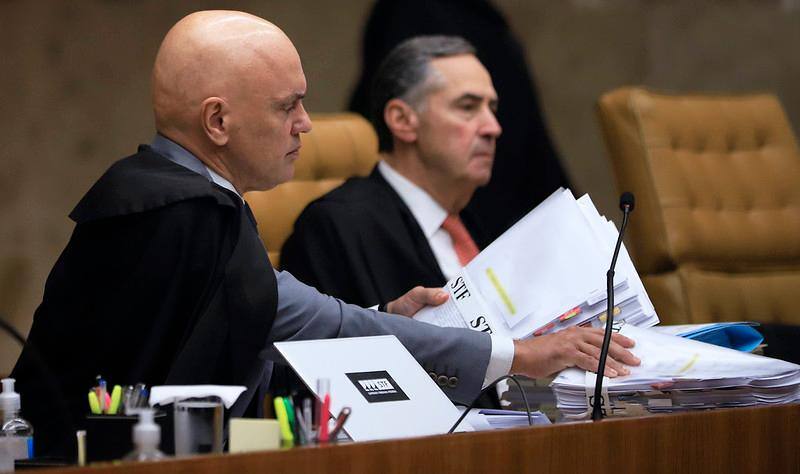 O ministro Alexandre de Moraes, em sessão  plenária no Supremo Tribunal Federal
