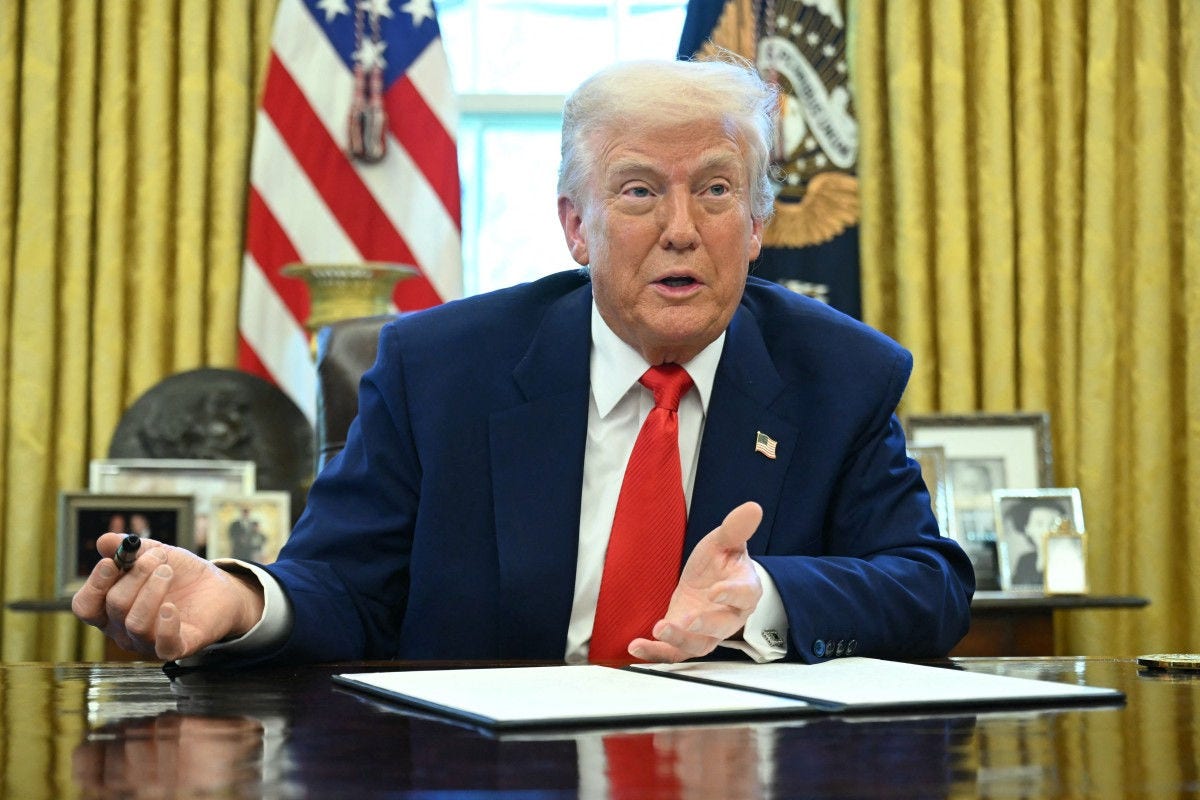 US President Donald Trump speaks before signing an executive order in the Oval Office of the White House on April 9, 2025 in Washington, DC. (Photo by SAUL LOEB / AFP)