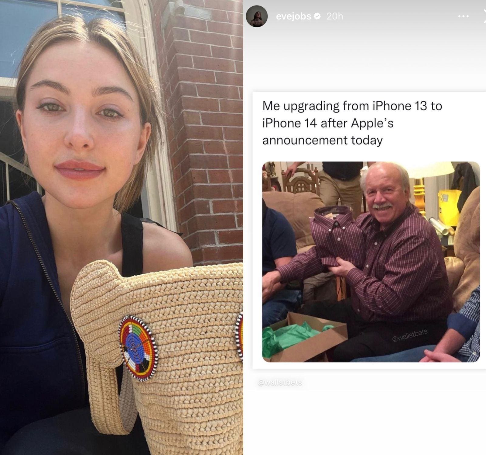 Eve Jobs, 23 anos, debochou da nova geração de celulares da maçã ao publicar um meme
