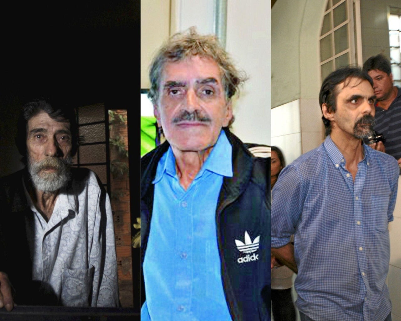 Três pessoas ficaram presas pelos crimes do Maníaco do Anchieta: Paulo Silva (esquerda), Eugênio Queiroz (centro) e Pedro Meyer (direita)