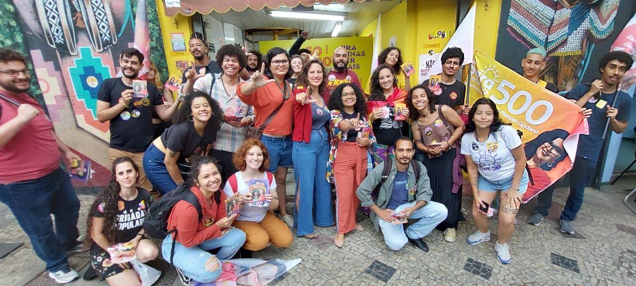 Sara Azevedo (PSOL) durante campanha em Belo Horizonte
