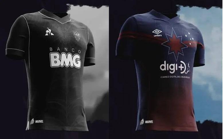 Designer criou modelos inspirados no filme "Os Vingadores: Ultimado" e colocou o Atlético como Homem Aranha e o Cruzeiro como o Capitão Marvel