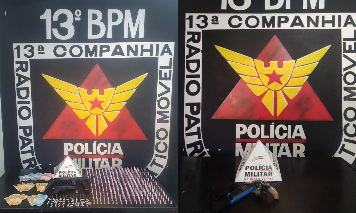 Policiais apreenderam 312 pinos de cocaína, 39 pedras de crack e três armas, além de munições