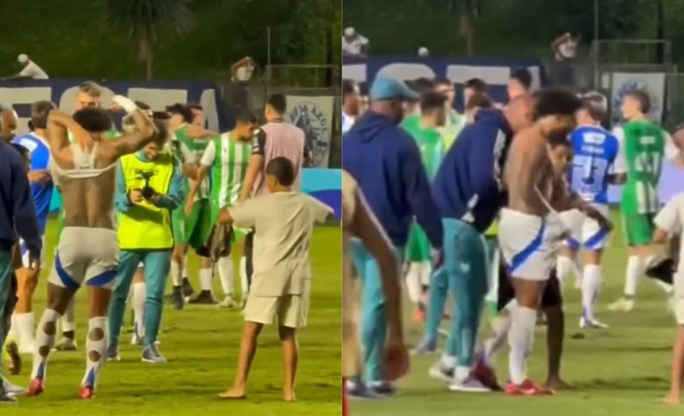 Gabigol deu camisa para torcedor após a partida