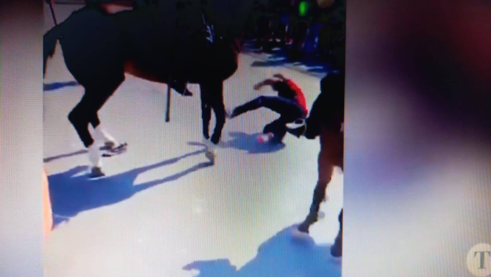 Torcedor do Flamengo acabou no chão após ter sido atingido por cavalo