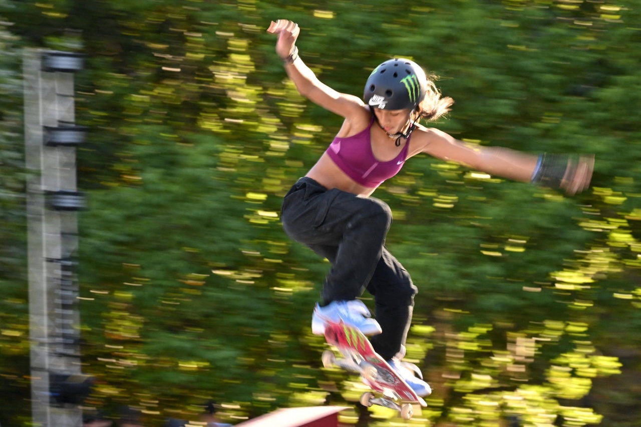 A Fadinha ficou na quinta posição no evento World Street Skateboarding Roma 2022 no parque Colle Oppio.