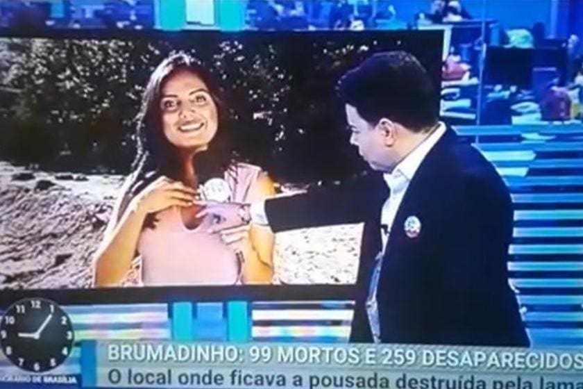 O apresentador Marcão do Povo e a repórter Márcia Dantas, no telejornal "Primeiro Impacto", do SBT